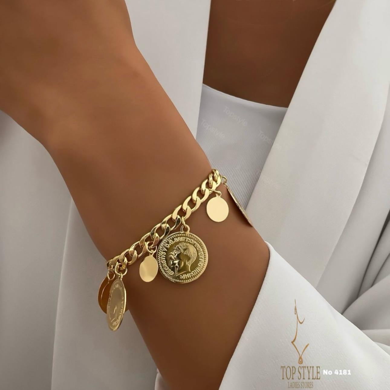 18K Gold-Plated English Coin Bracelet