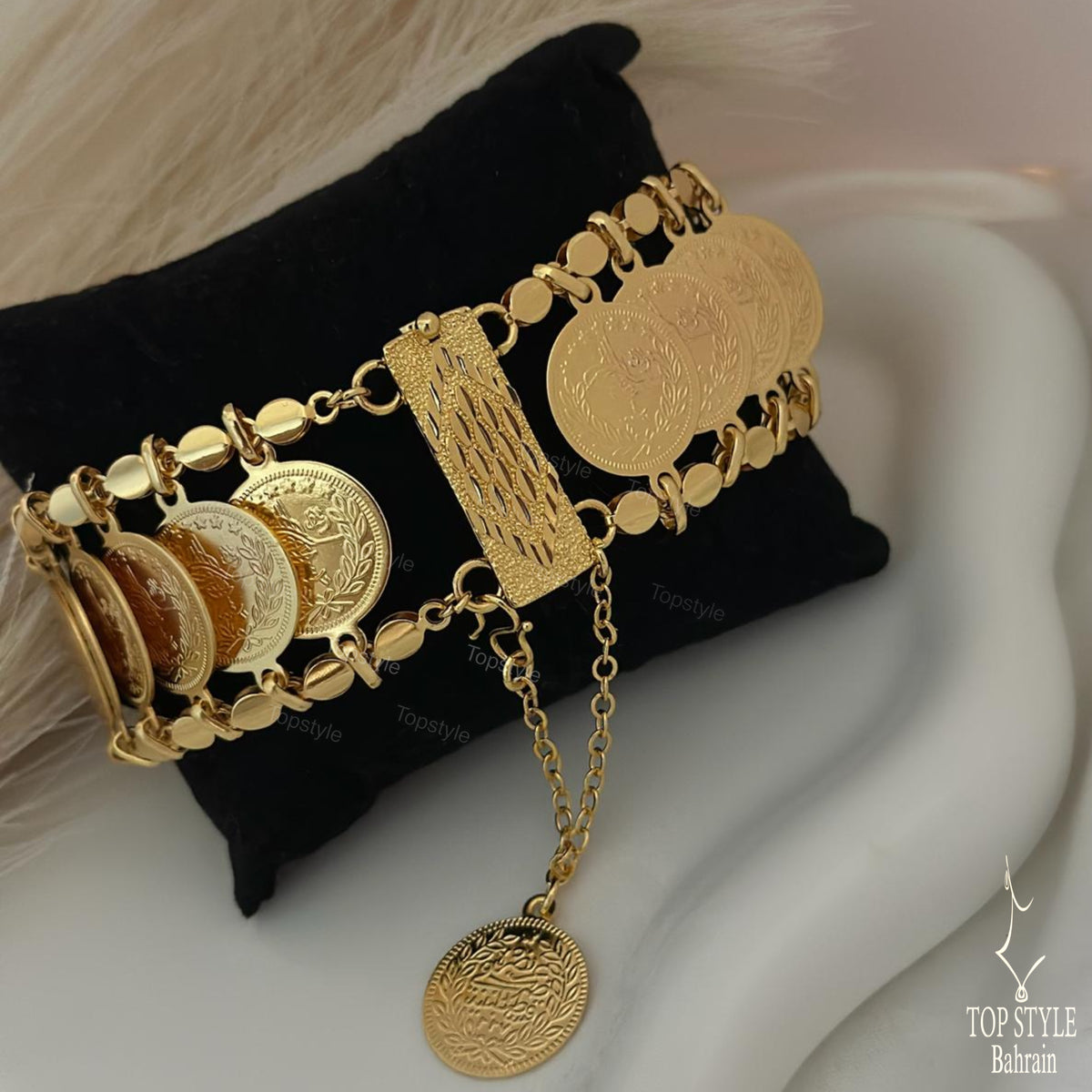 21K Gold Plated Ottoman Lira Coins Bracelet