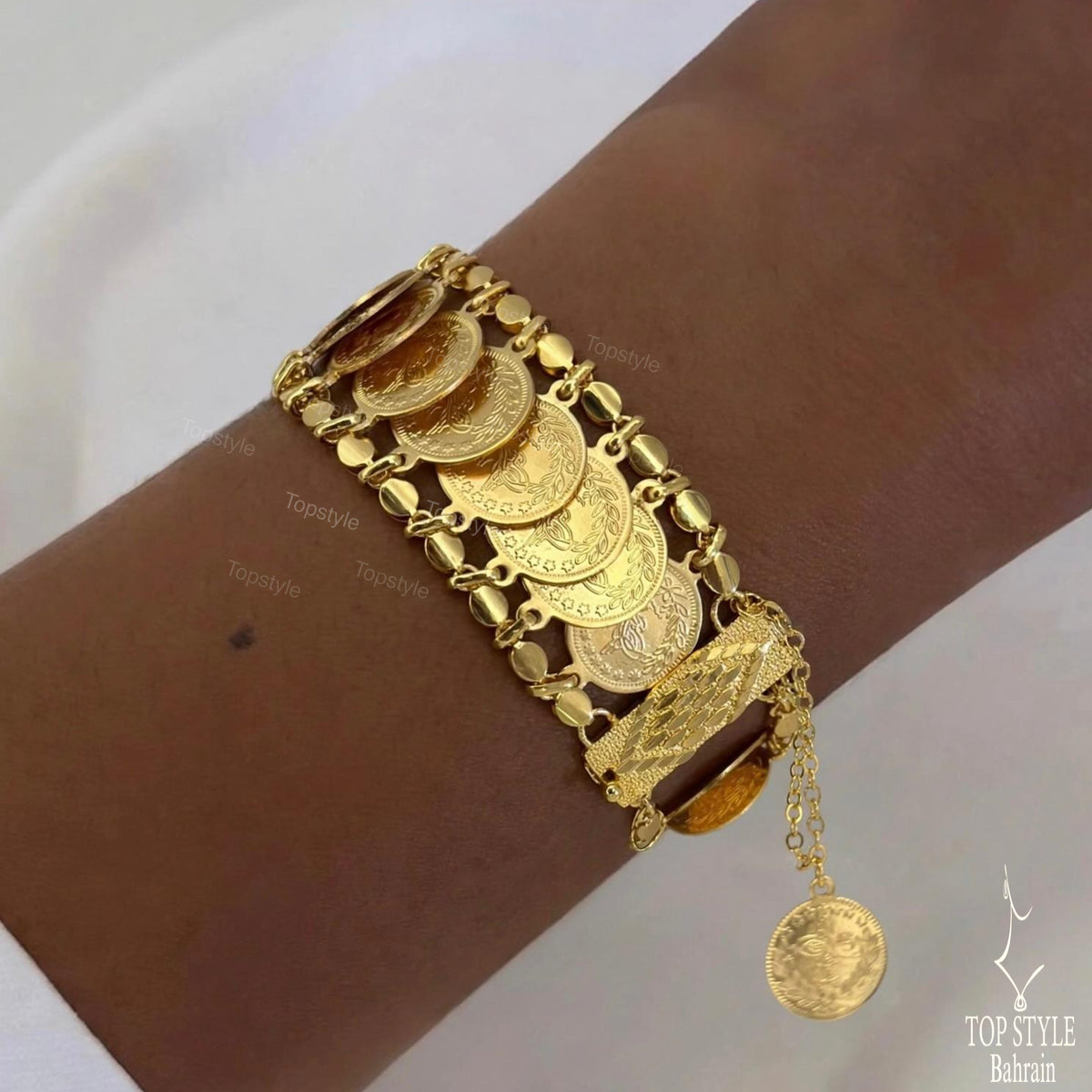 21K Gold Plated Ottoman Lira Coins Bracelet