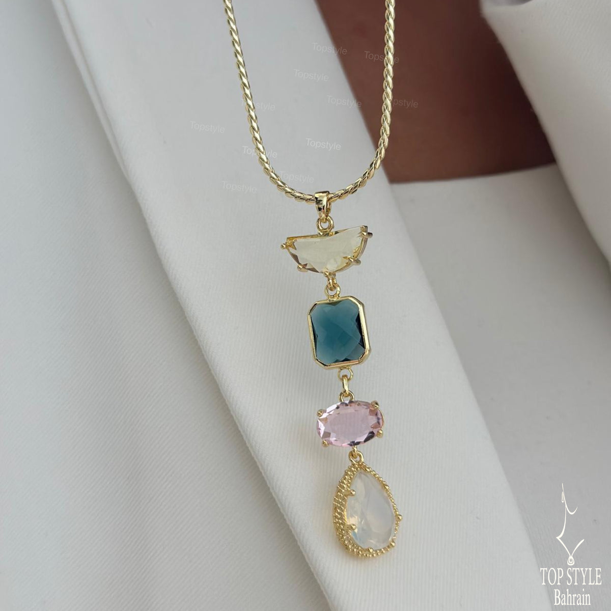 Aurora Multicolor Gemstone Drop Necklace | 18K Gold Plated