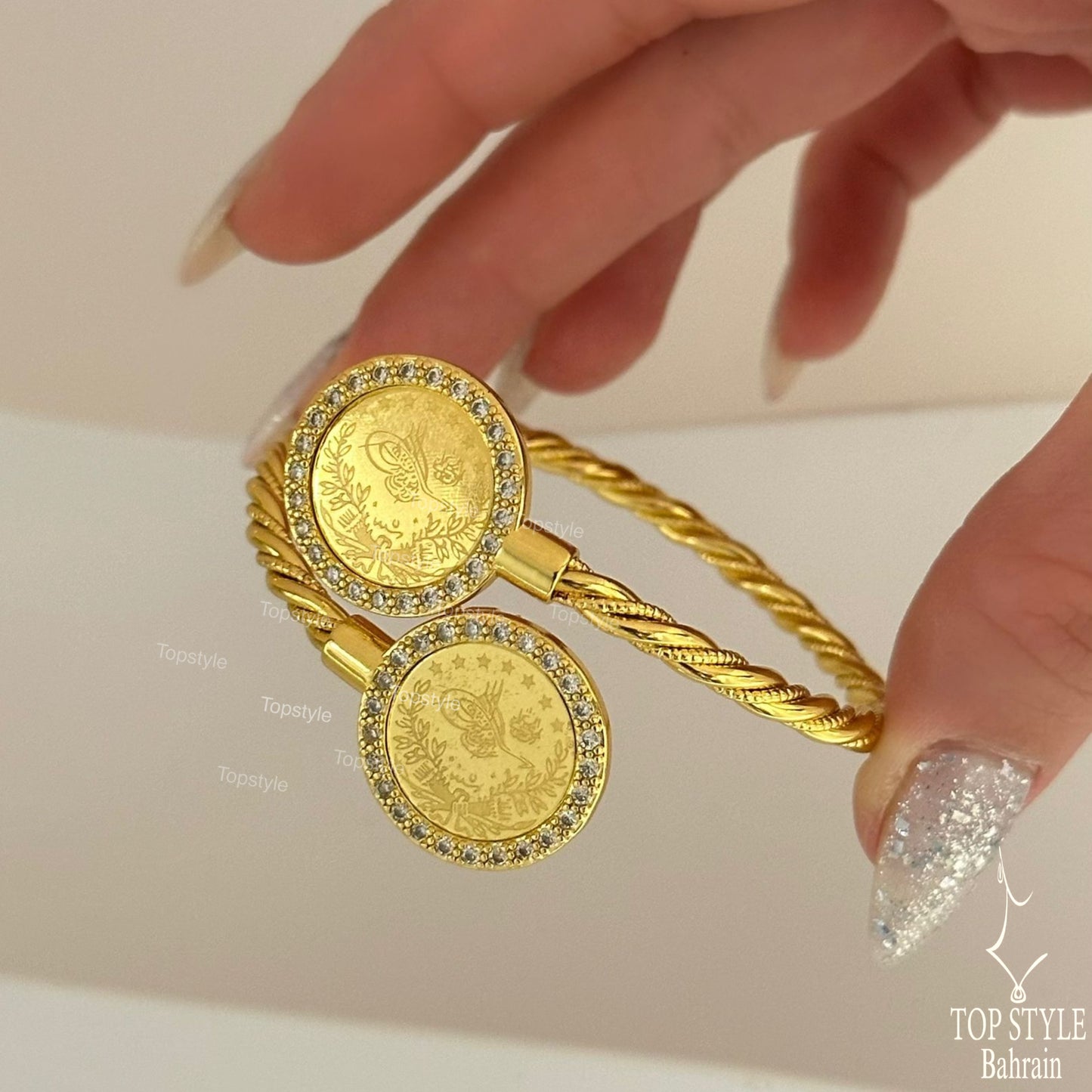 21K Gold Plated Double Coin Bracelet