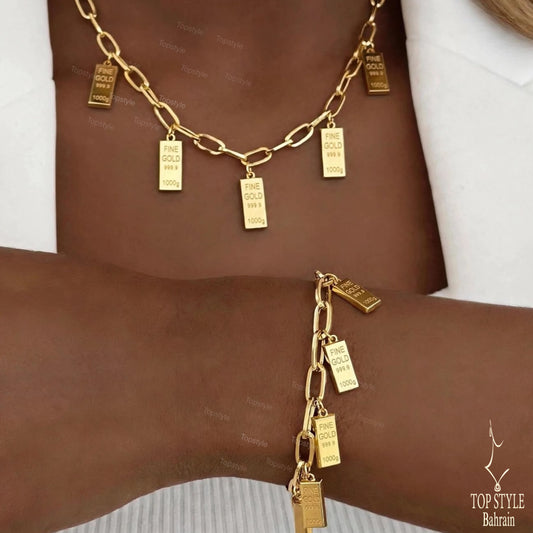 Golden Bar Chain Set