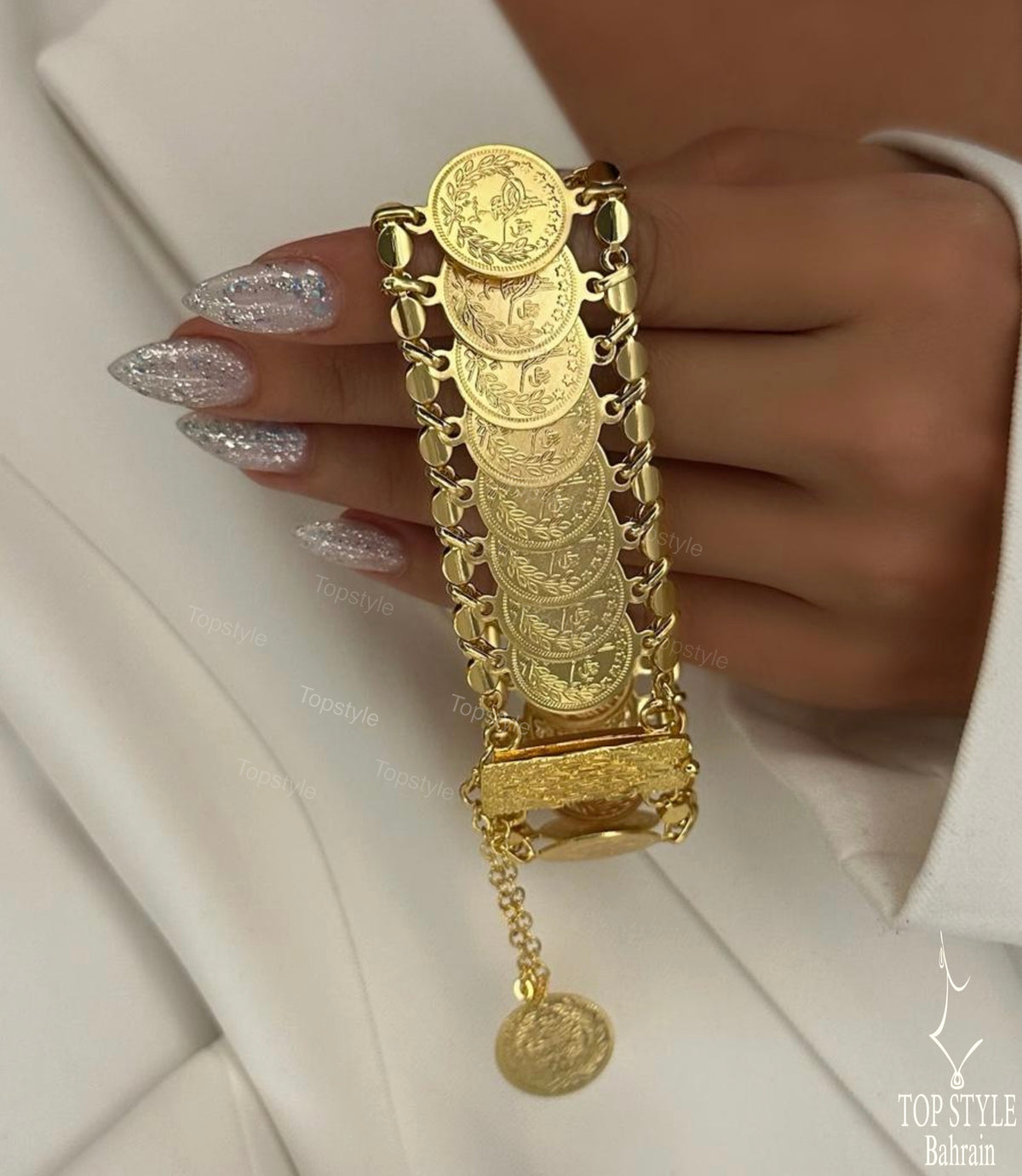 21K Gold Plated Ottoman Lira Coins Bracelet