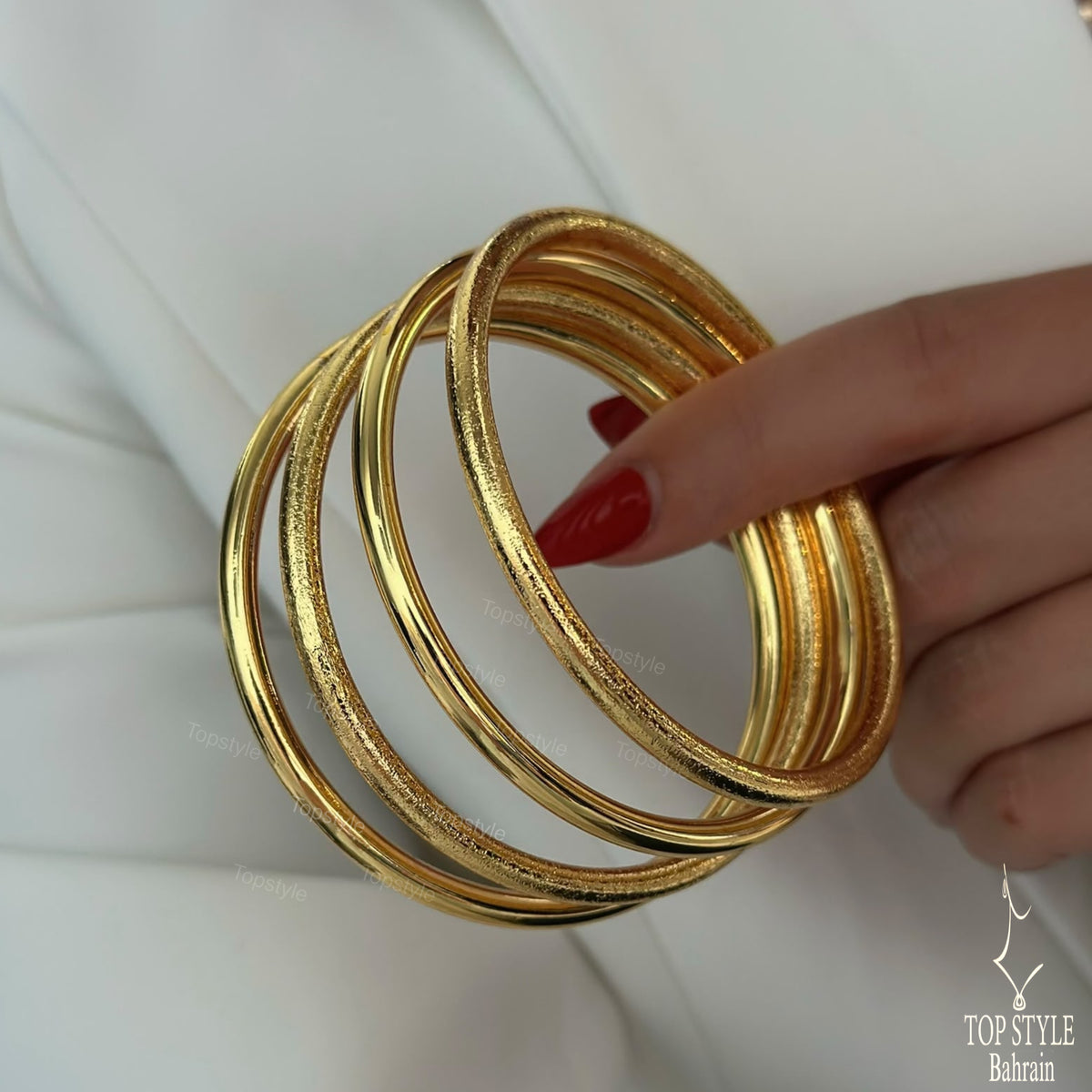 Bold Thick Bangle Stack Set of 4 – 21K Gold Plated