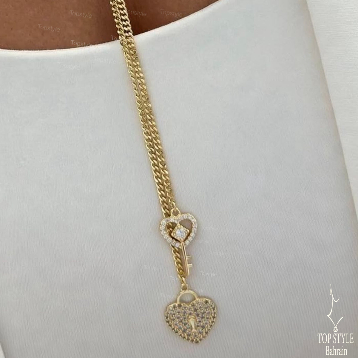 Amour Lock & Key Lariat Necklace - 18K Gold Plated