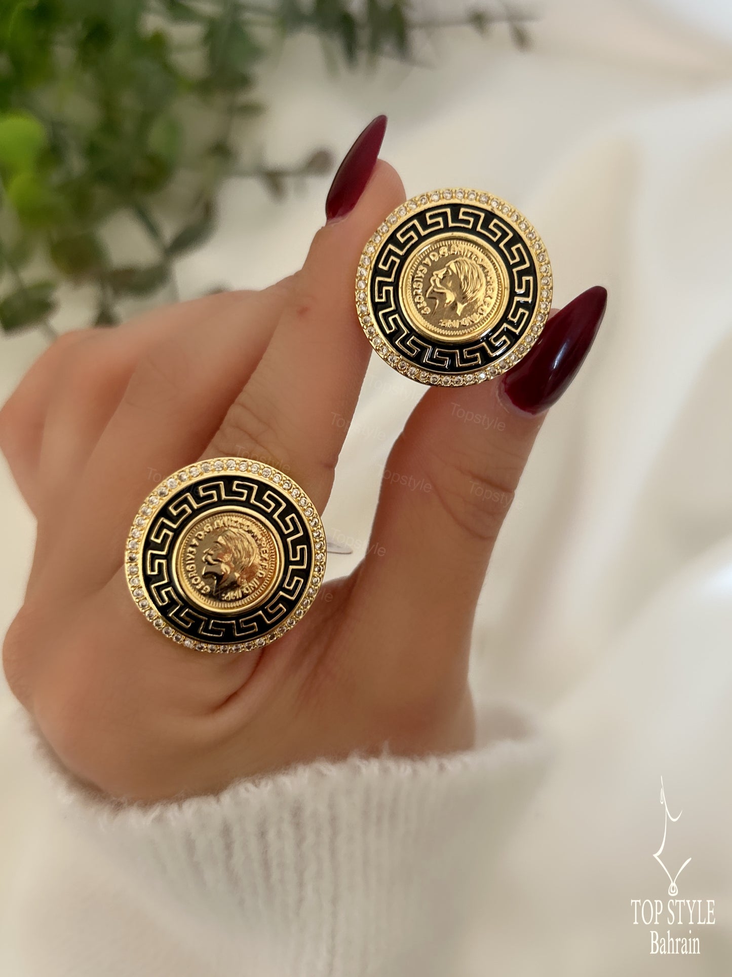 18k Gold Played English Coin Versace Style Ring