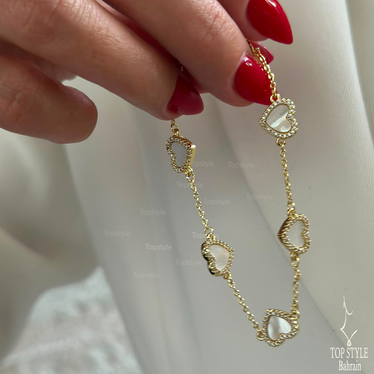 18K Gold Plated Pave Heart Jewelry Bracelet
