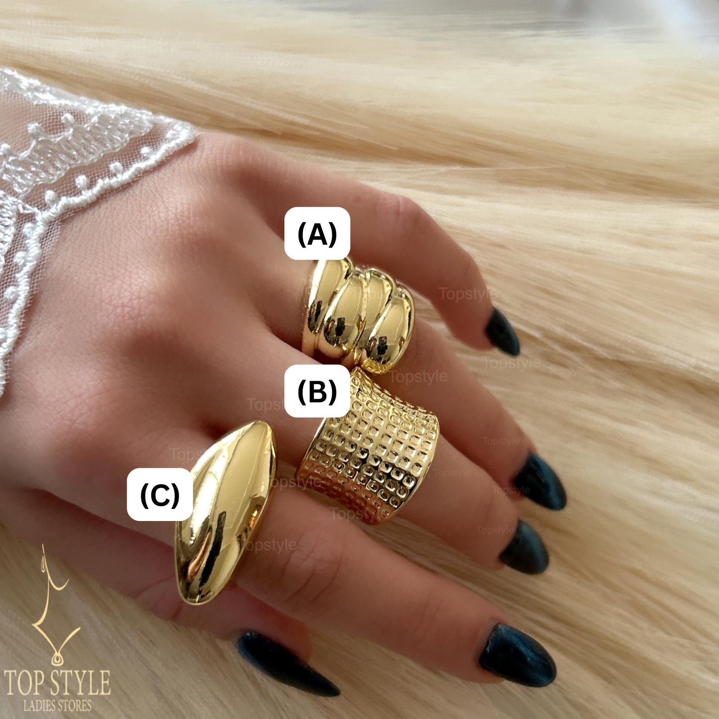 18K Gold Plated Statement Rings