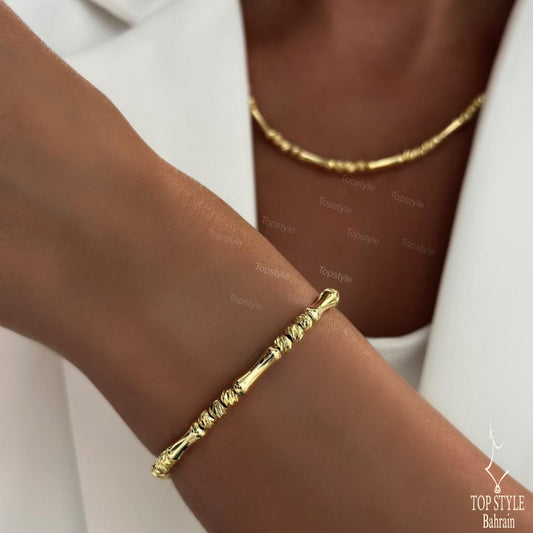 Bamboo Twist Jewelry Set (Necklace & Bracelet)