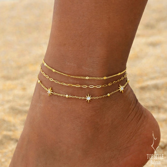 Celeste Triple Anklet