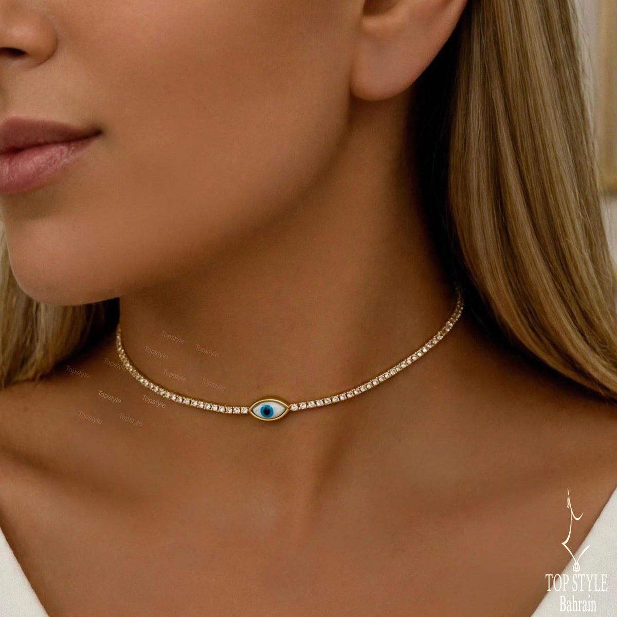 Blue Eye Tennis Necklace
