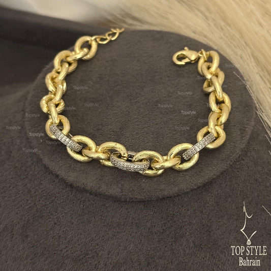 Two-Tone Oval Link Bracelet