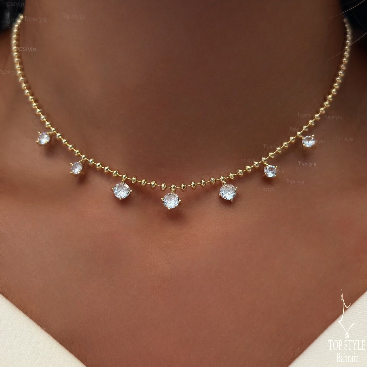 Twinkle Drop Choker Necklace | 18K Gold Plated