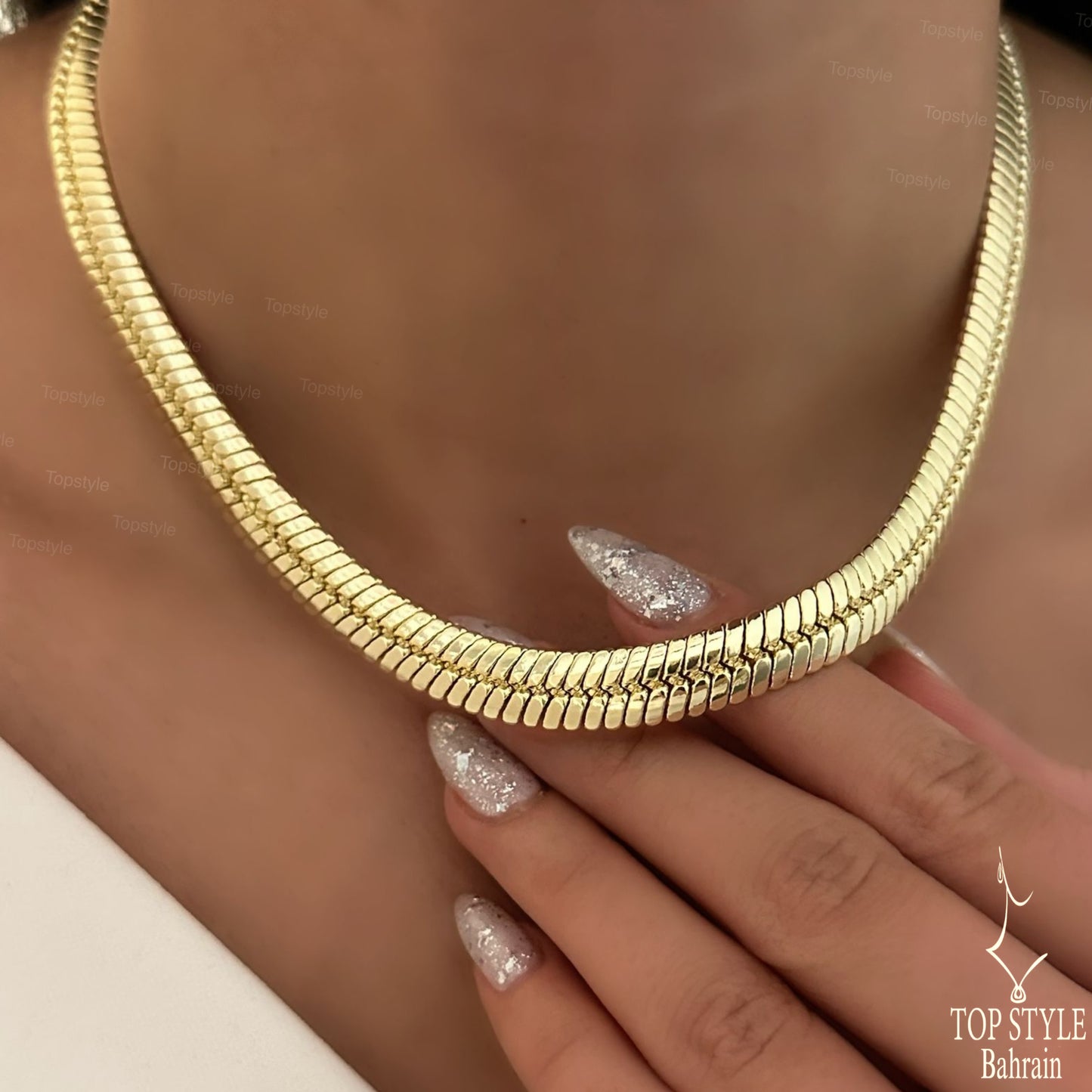 18K Gold Plated Snake-Style Collar Necklace