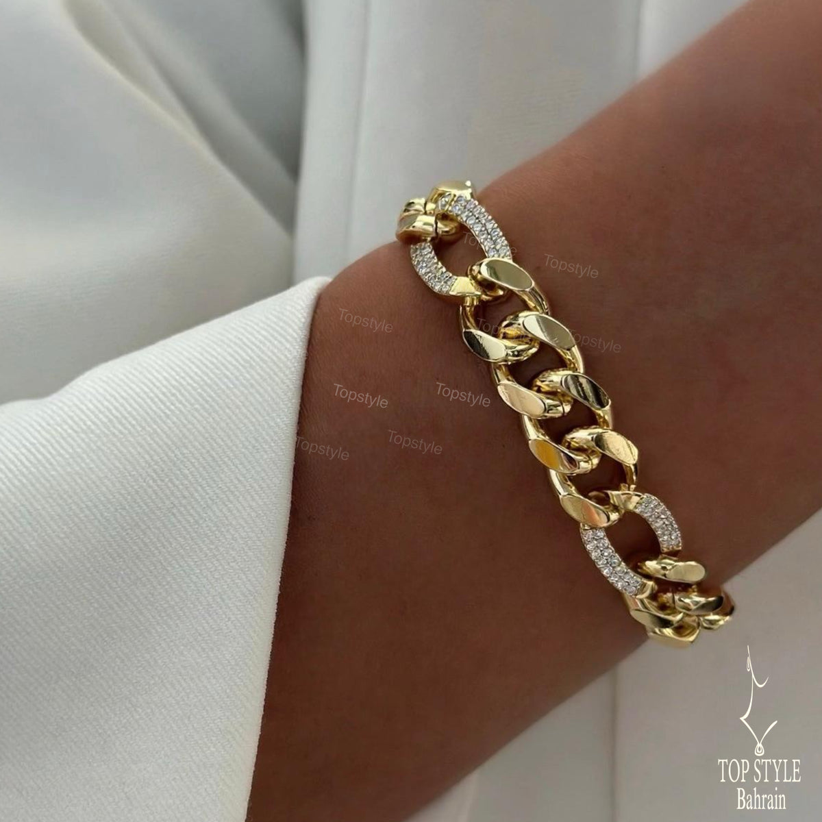 18K Gold Plated Pavé Cuban Link Bracelet