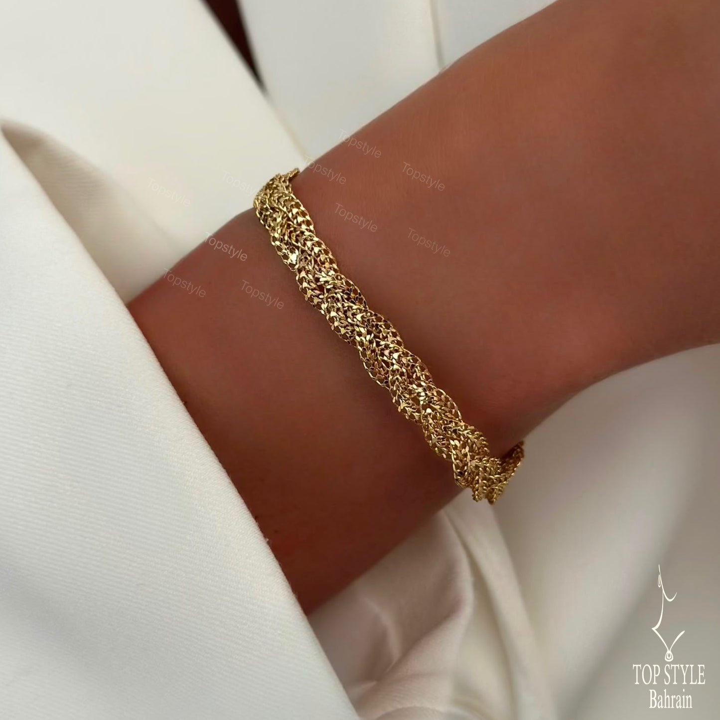 21k Gold Plated Twisted Mesh Bracelet