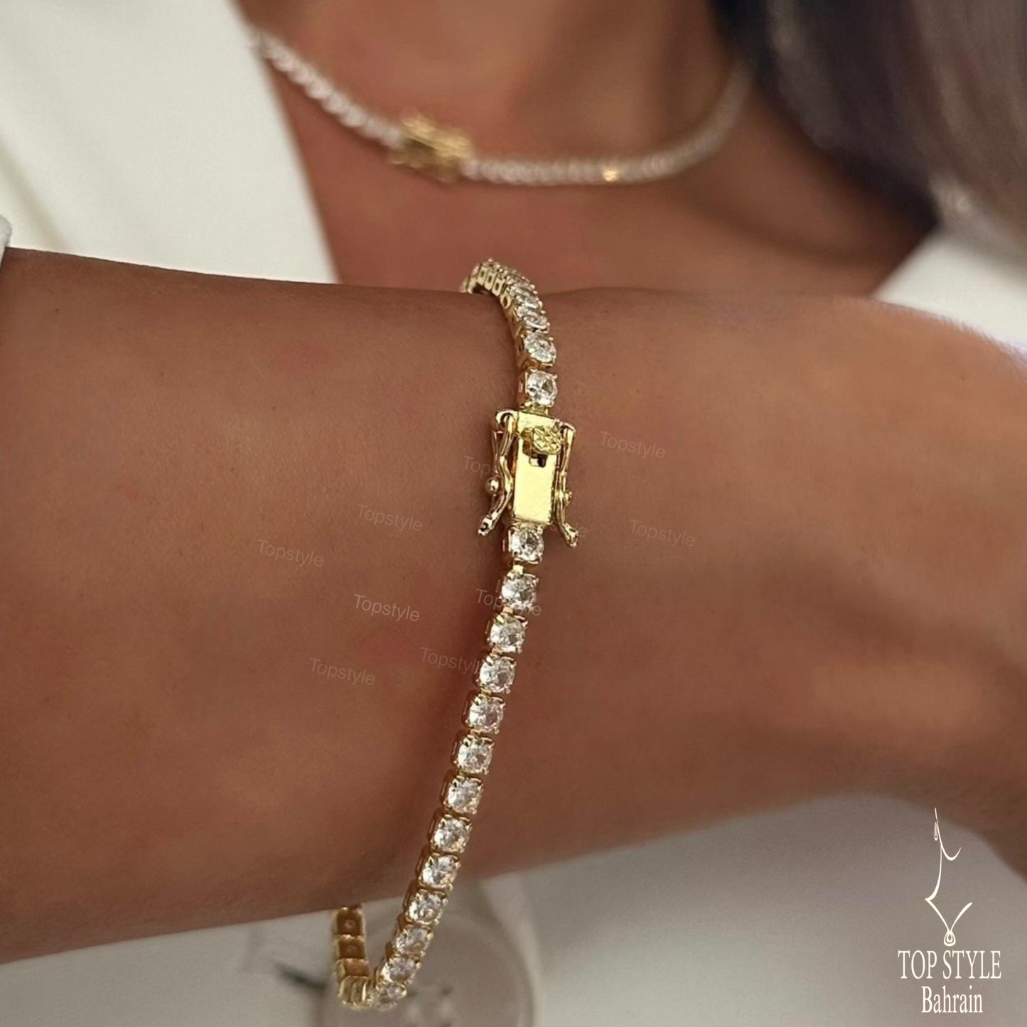 18K Gold Plated Tennis Set (Necklace+Bracelet)