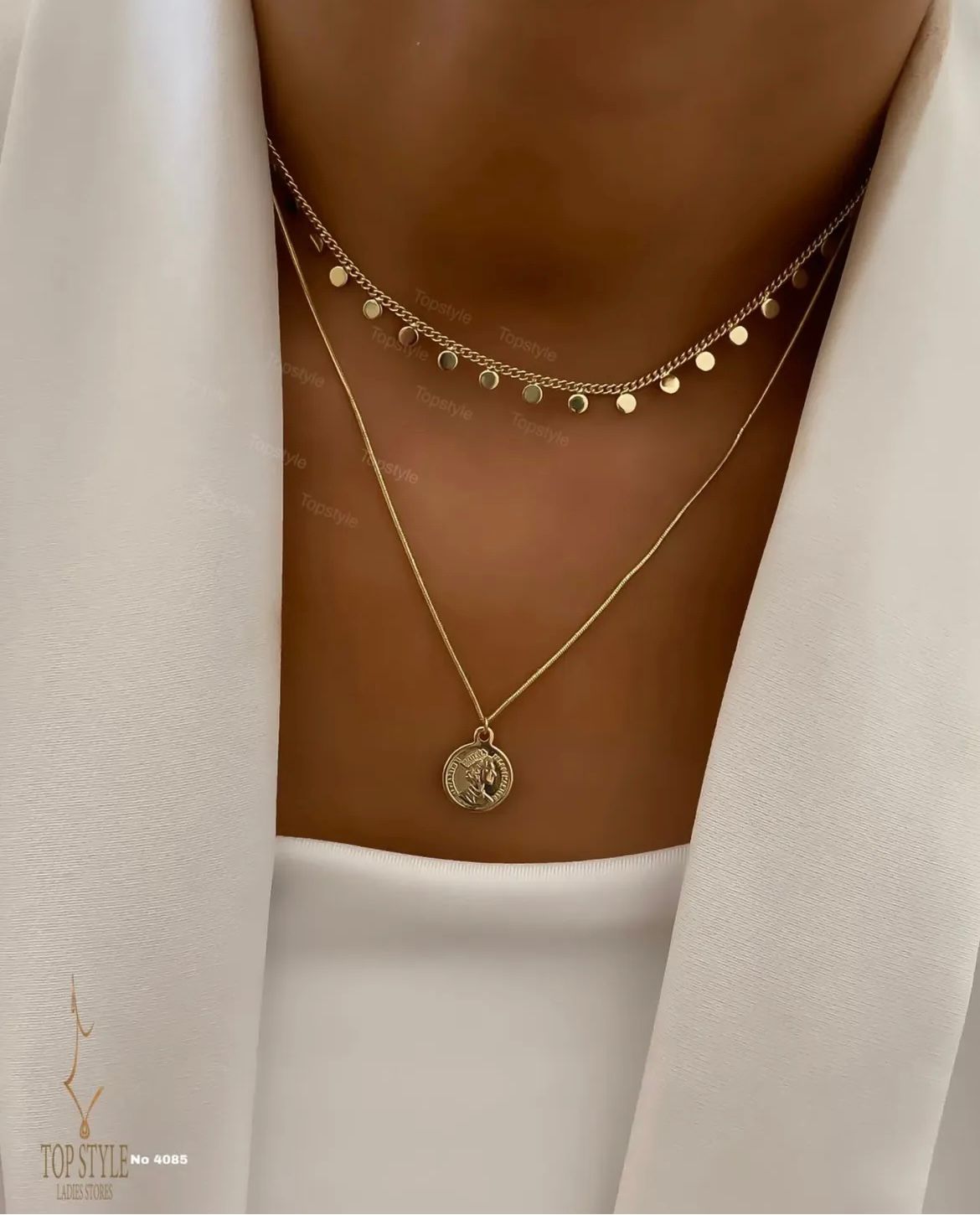 18k Gold Plated Double Layer Coin Necklace