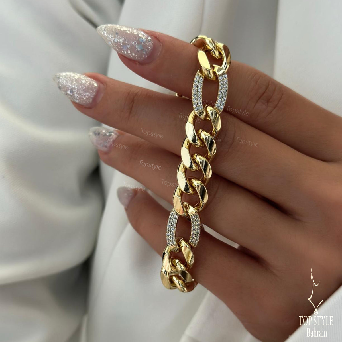 18K Gold Plated Pavé Cuban Link Bracelet