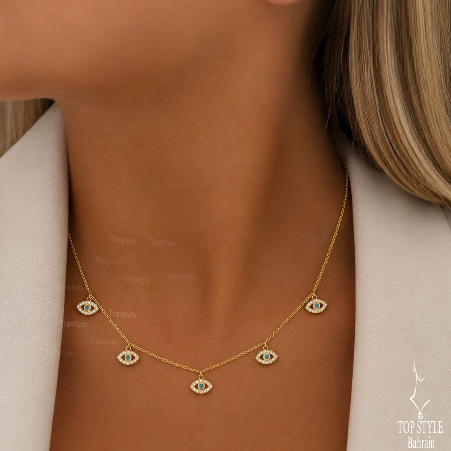 18K Gold Plated Nazar Choker Set