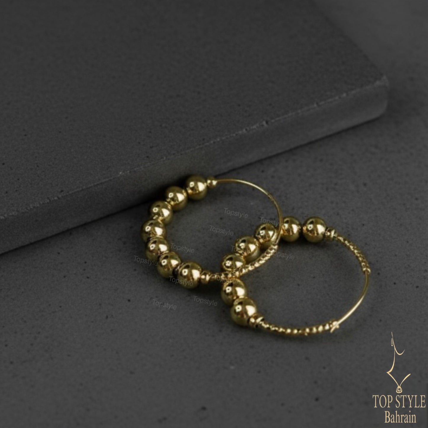 18K Gold-Plated Golden Bead Hoops