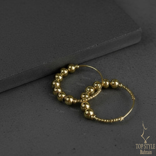 18K Gold-Plated Golden Bead Hoops