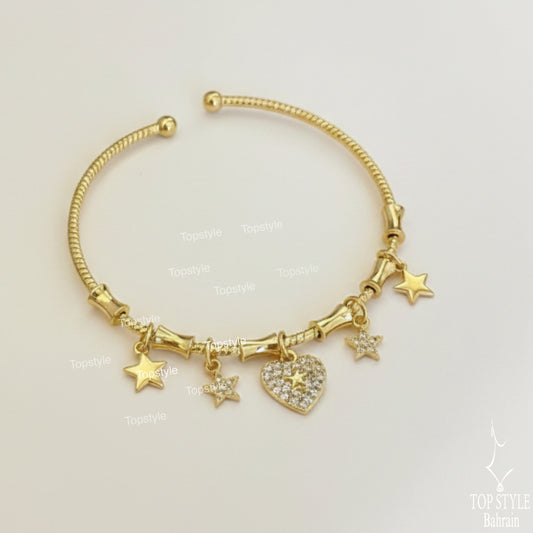 18K Gold-Plated Heart Charm Bracelet