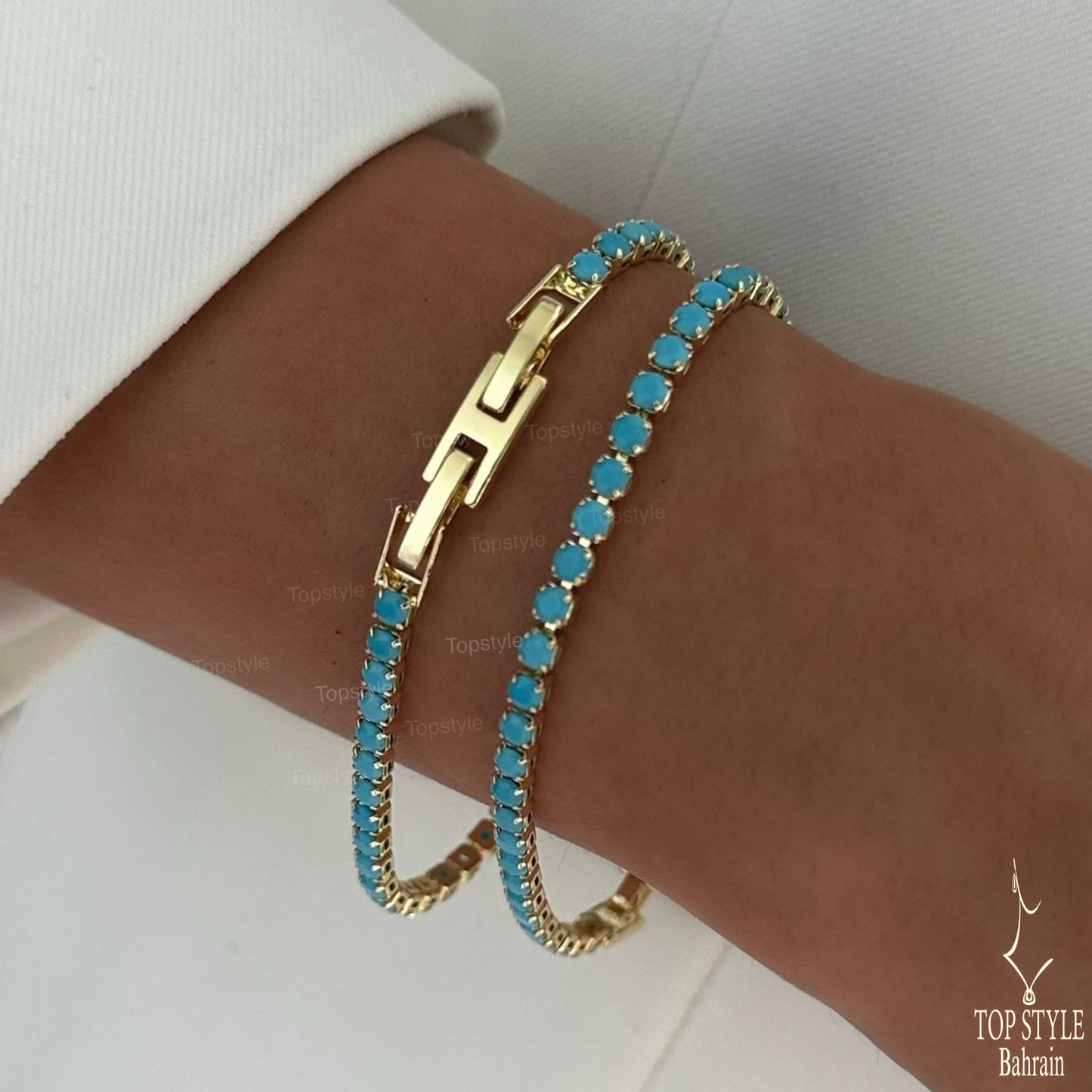 18K Gold Plated Turquoise Tennis Bracelet
