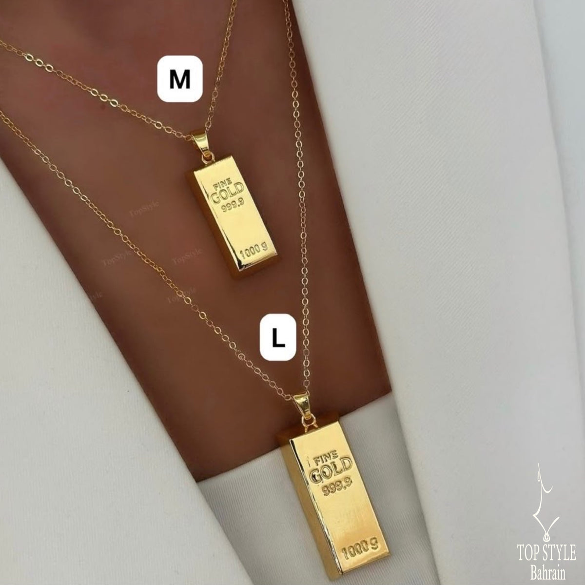 21k Gold Plated Bullion Bar Necklace