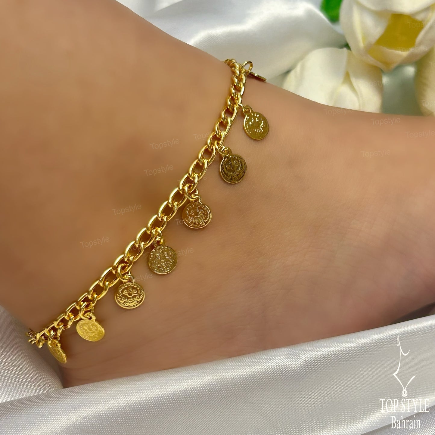 Gold Plated Coin Charm Anklet