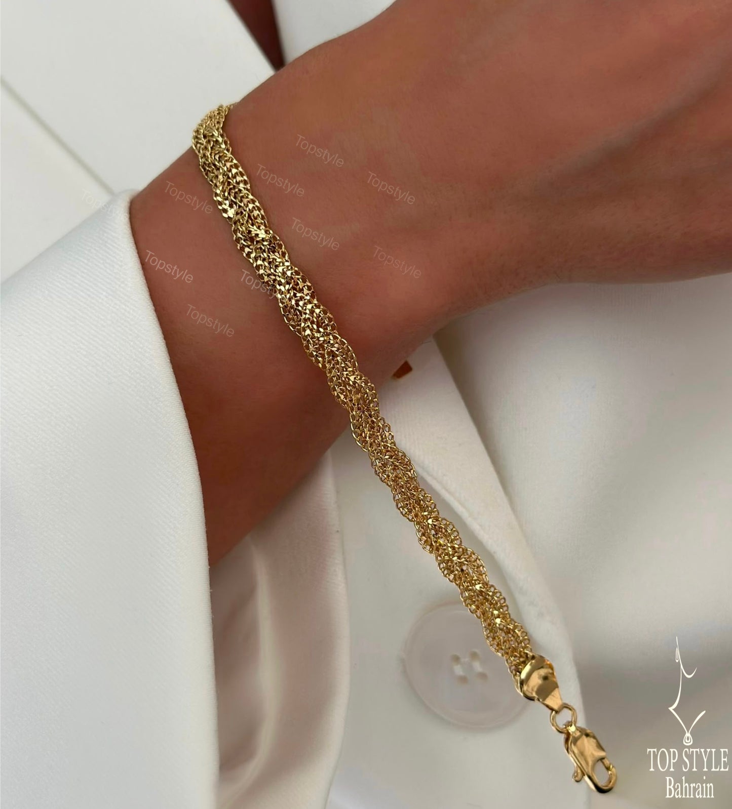21k Gold Plated Twisted Mesh Bracelet