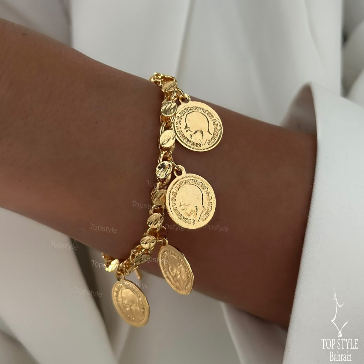 21K Gold Plated Coin Charm Bracelet