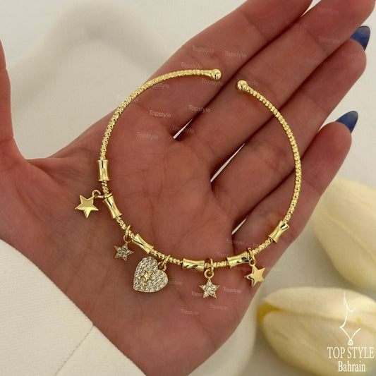 18K Gold-Plated Heart Charm Bracelet
