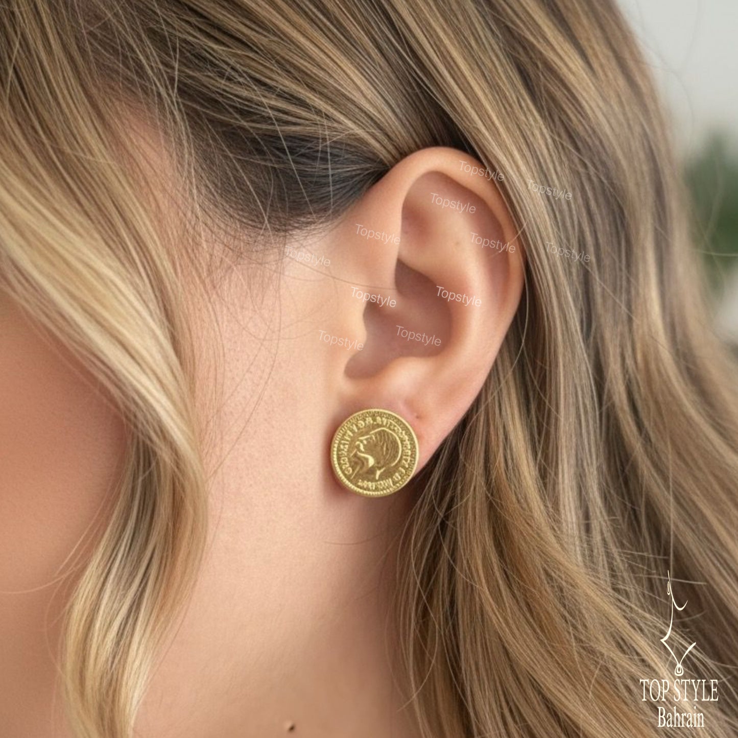 18K Gold-Plated English Coin Earrings