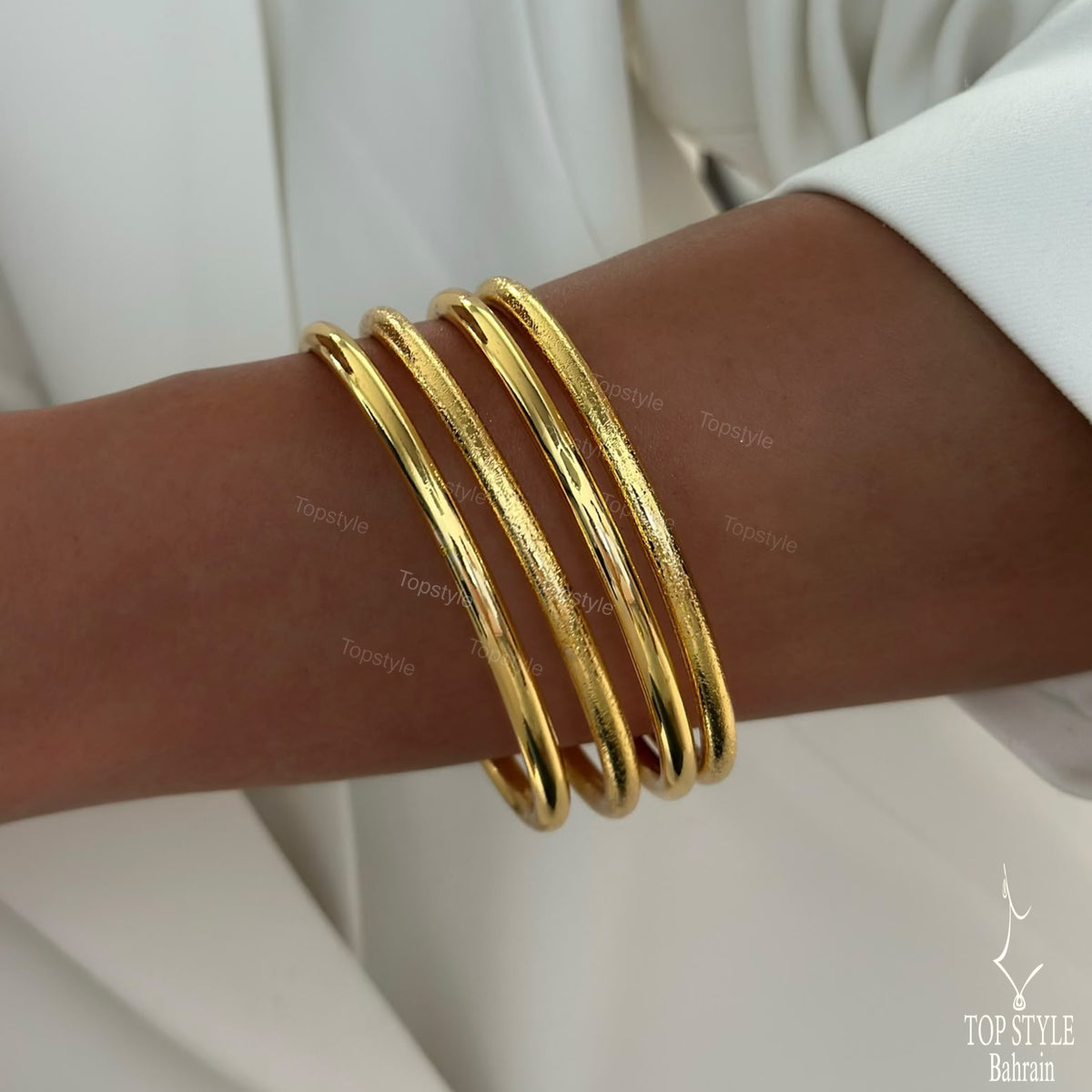 Bold Thick Bangle Stack Set of 4 – 21K Gold Plated