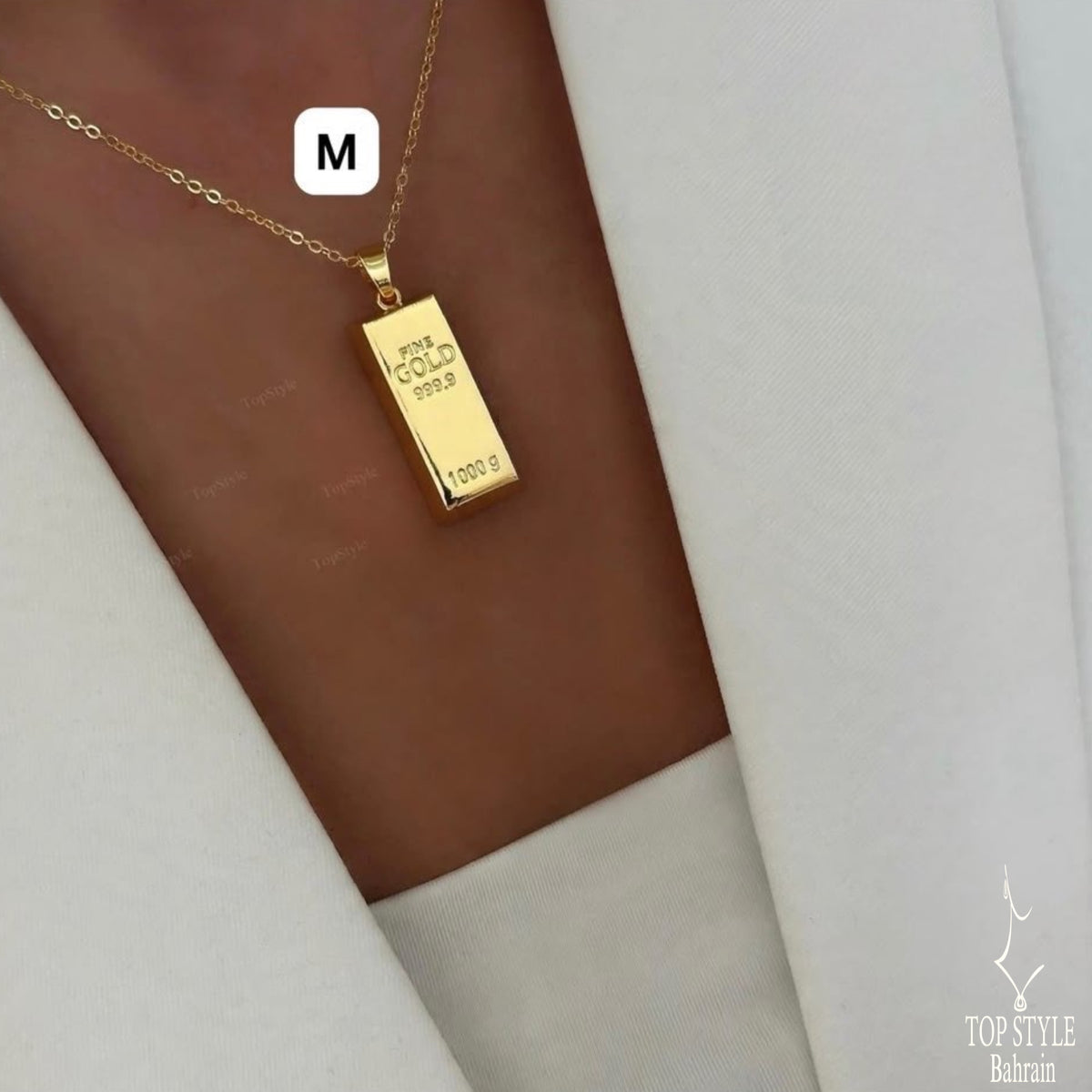 21k Gold Plated Bullion Bar Necklace
