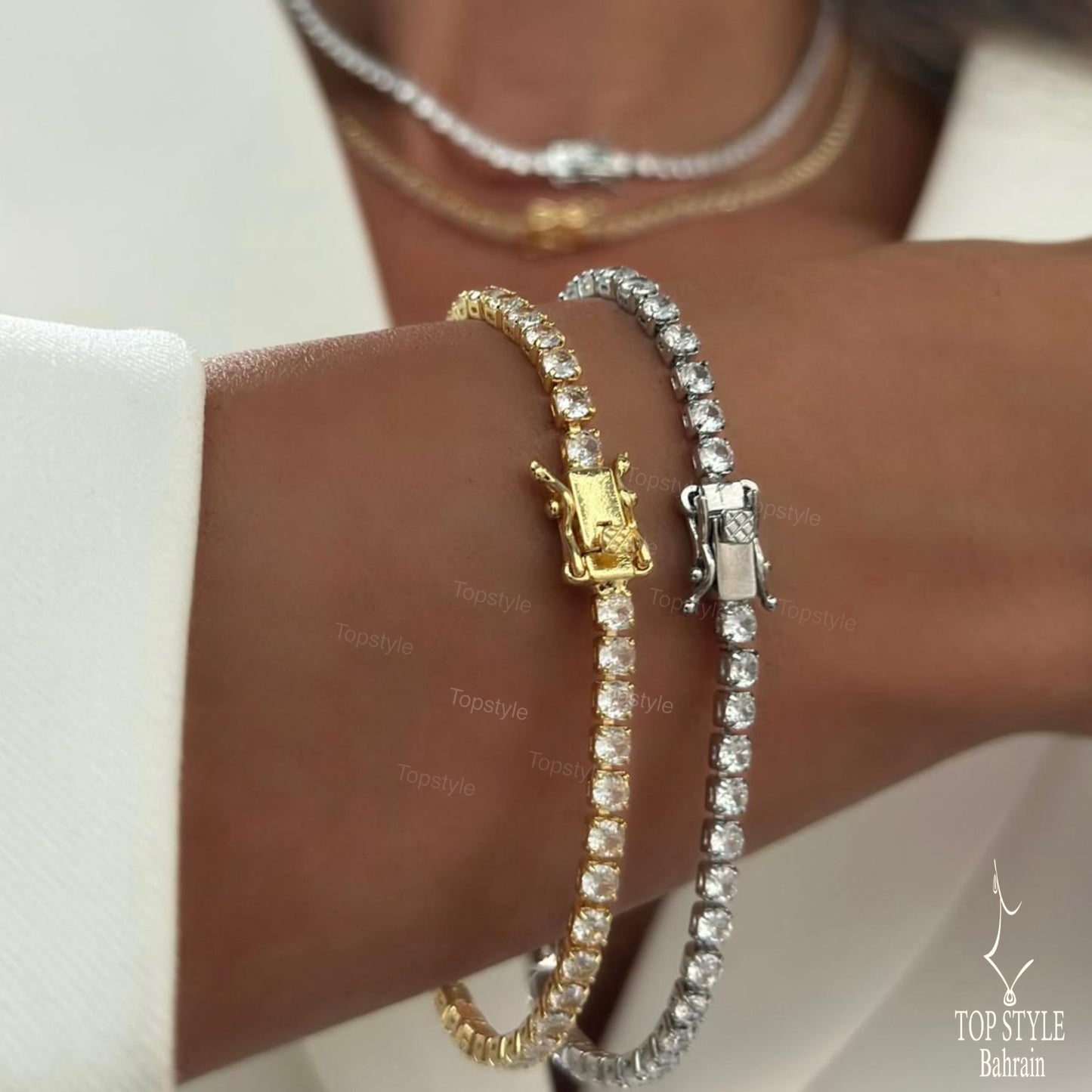 18K Gold Plated Tennis Set (Necklace+Bracelet)