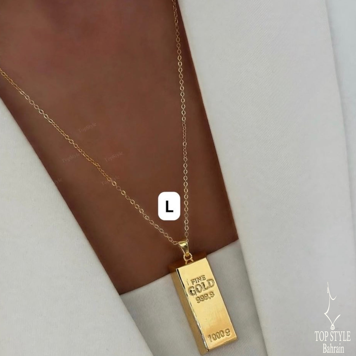 21k Gold Plated Bullion Bar Necklace