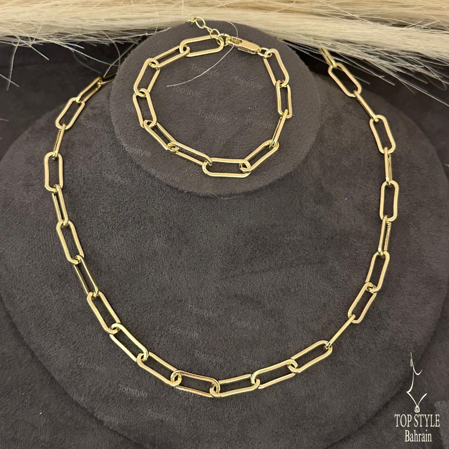 18K Gold Plated Paper Clip Chain Set