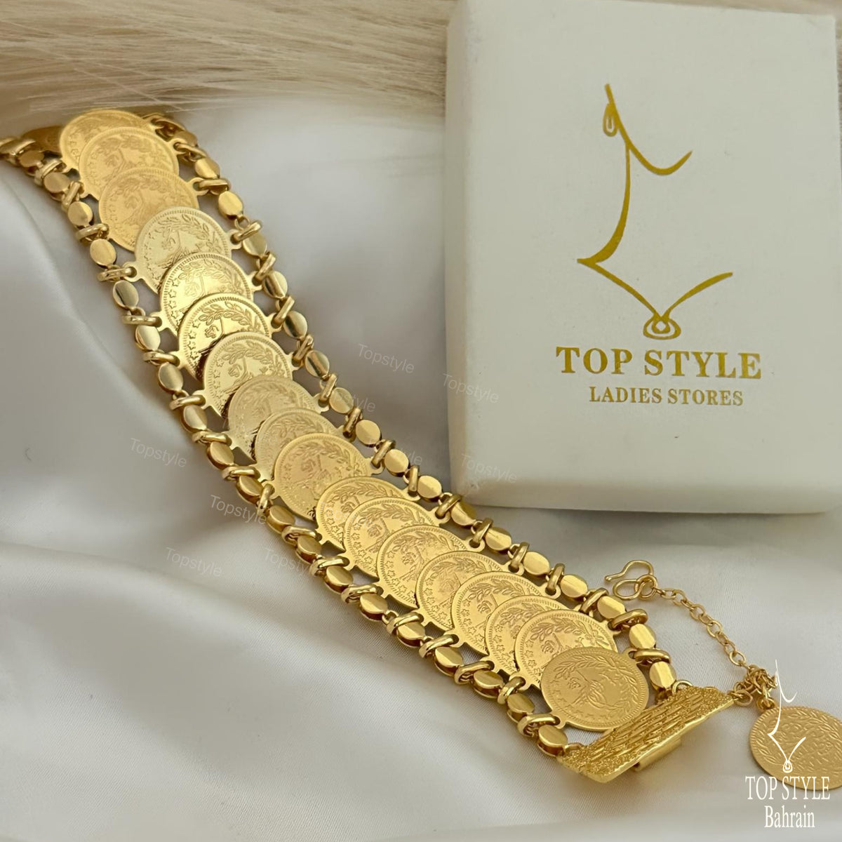 21K Gold Plated Ottoman Lira Coins Bracelet