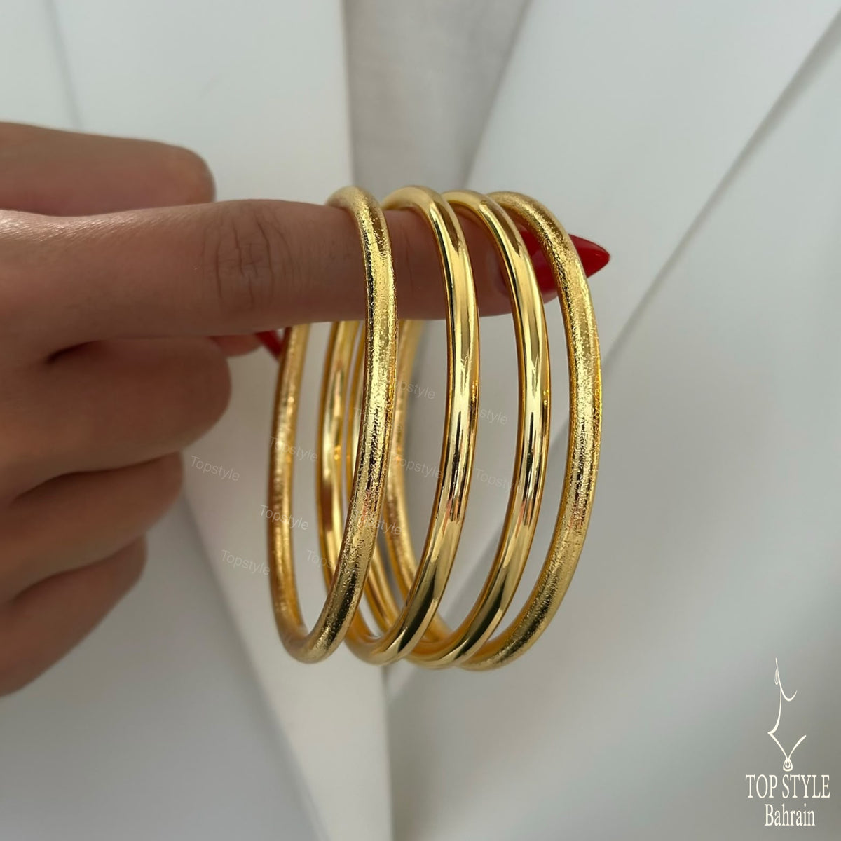 Bold Thick Bangle Stack Set of 4 – 21K Gold Plated