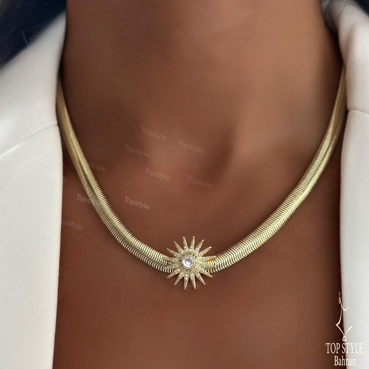 Starburst Snake Chain Necklace |18K Gold Plated