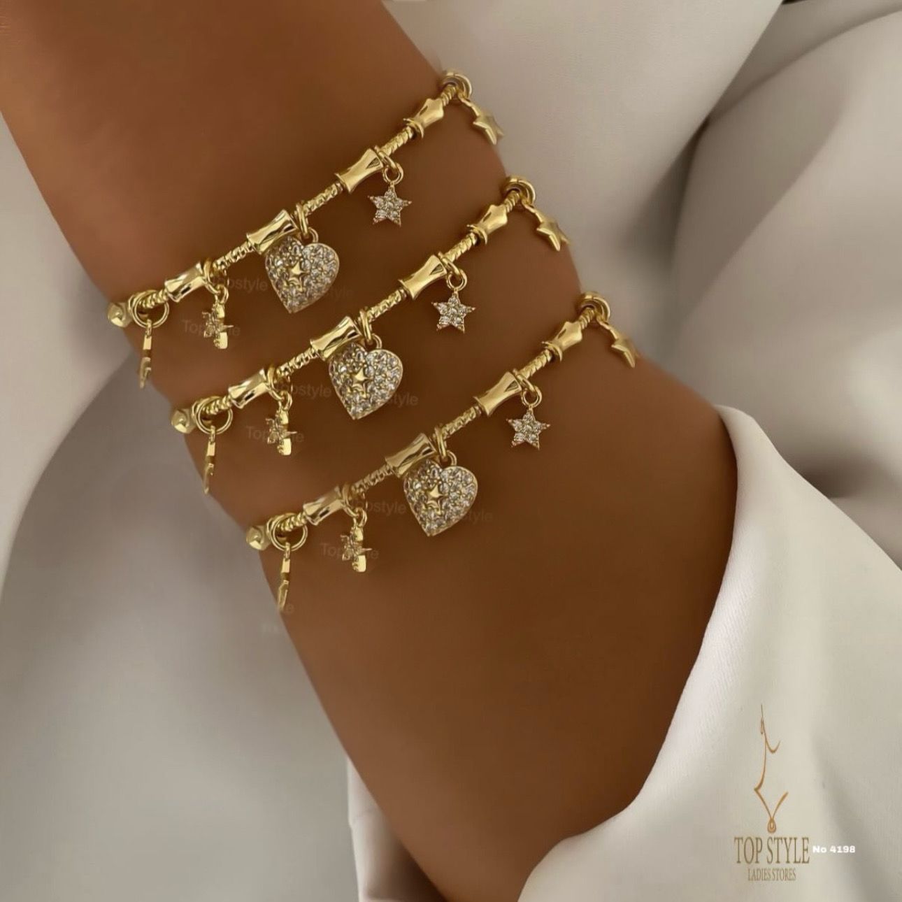 18K Gold-Plated Heart Charm Bracelet