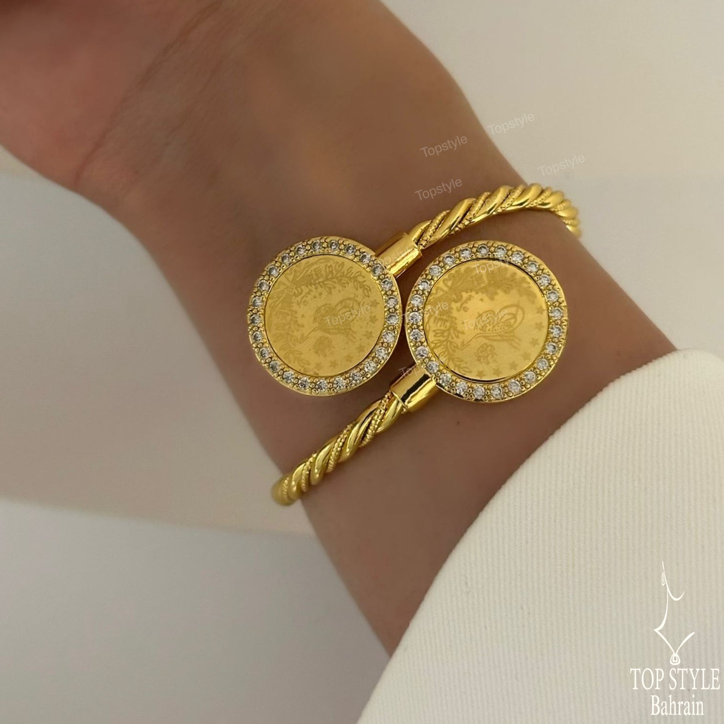 21K Gold Plated Double Coin Bracelet
