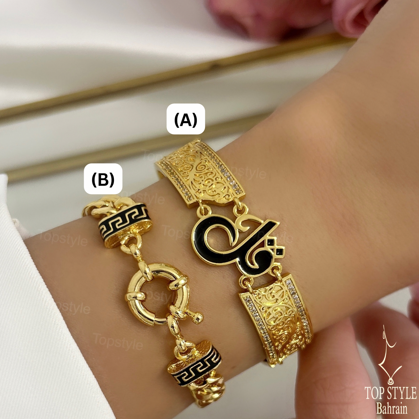 18K Gold Plated Classic Black Chains