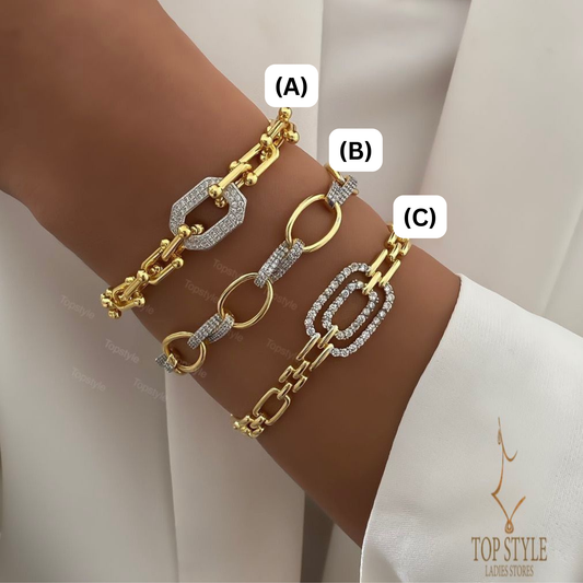 18K Gold Plated Two Tone Bracelets