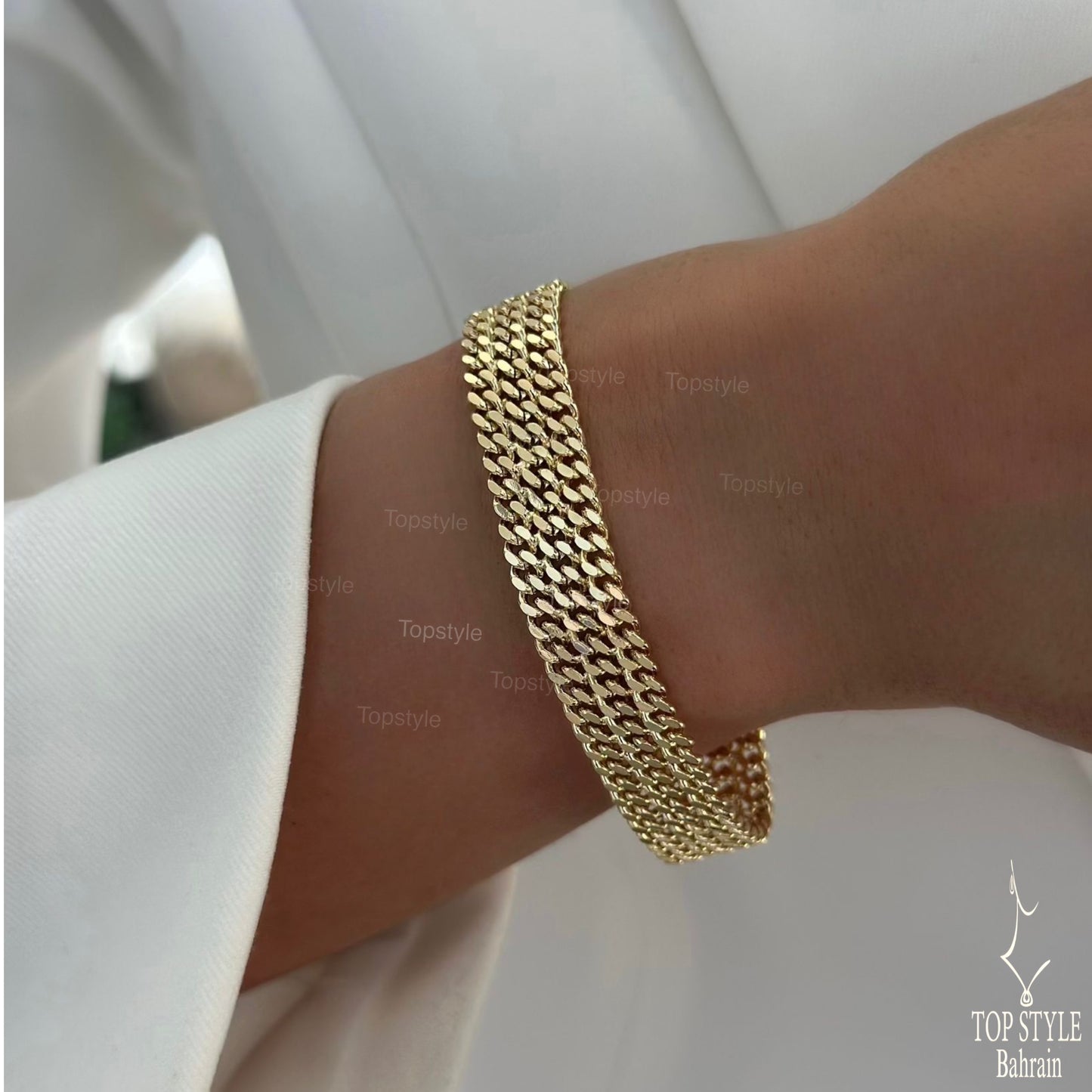 18K Gold Plated Triple Row Chain Bracelet