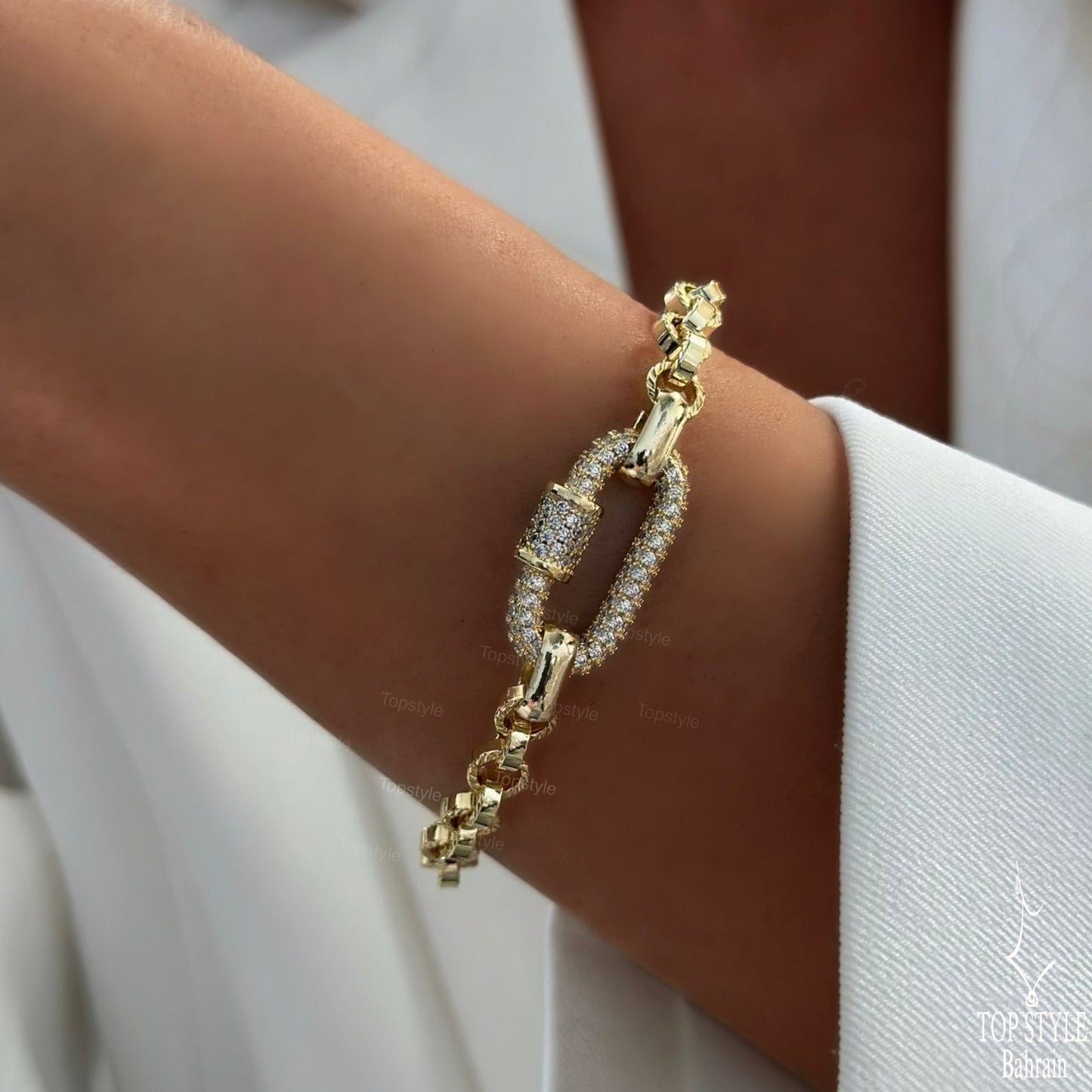 18K Gold Plated Carabiner Link Chain Bracelet