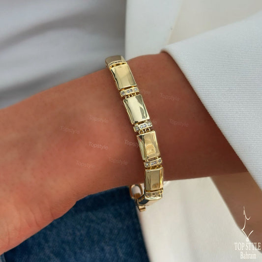 18K Gold-Plated Bar Link Bracelet