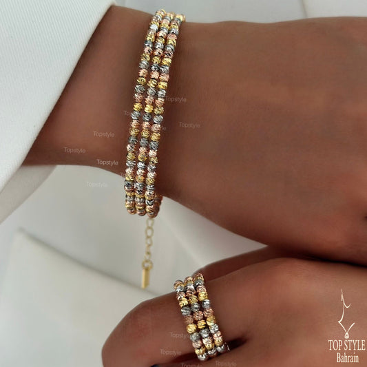 Tri-Color Dorica Set (Bracelet & Ring)